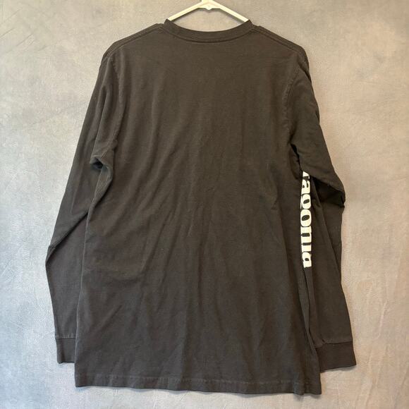 Patagonia Responsibili-Tee Long Sleeve Shirt Black Logo Graphic Outdoor Casual - Picture 7 of 9